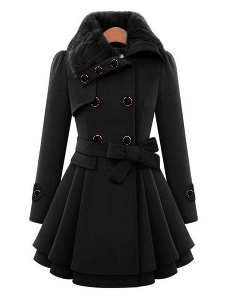 Women Double-Breasted Winter Warm Coats with Belt - MRSLM