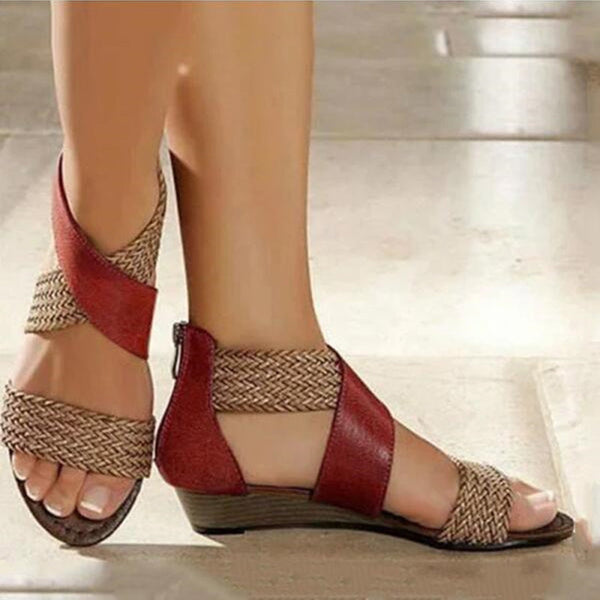 Dawn® | Bohemian Criss-Cross Woven Sandals with Closed Heel