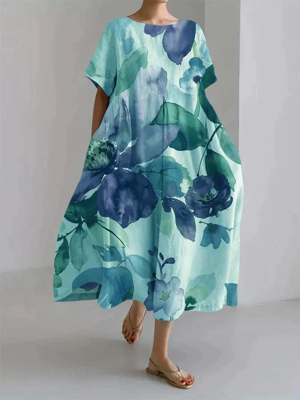 Andria® | Loose women's dress with botanical floral pattern