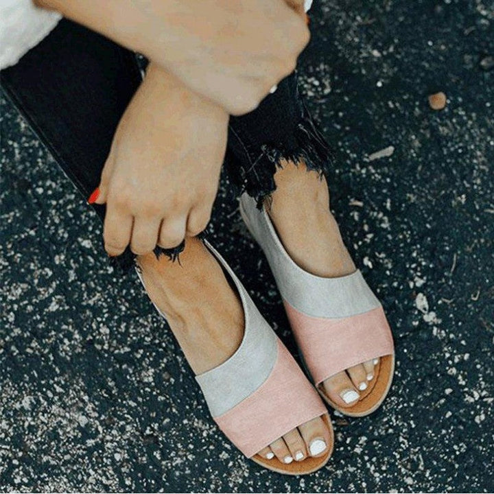 Contrasting Flat Sandals  sandals Thecurvestory