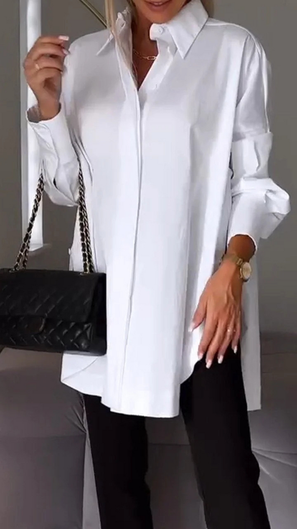 Murphy® | Elegant oversized shirt blouse with rolled sleeves