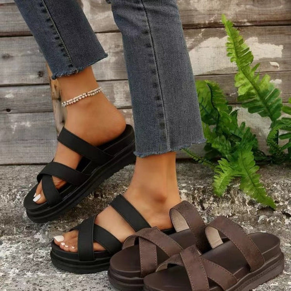 Eliana® | Crisscross  Leather Flat Sandals