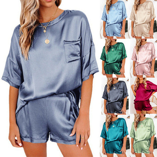 Kimberley® | Silk Short Sleeve Top with Shorts Loungewear Pyjama Set