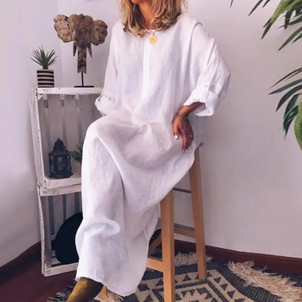 Ada® | Long Linen Shirt Dress in Oversize