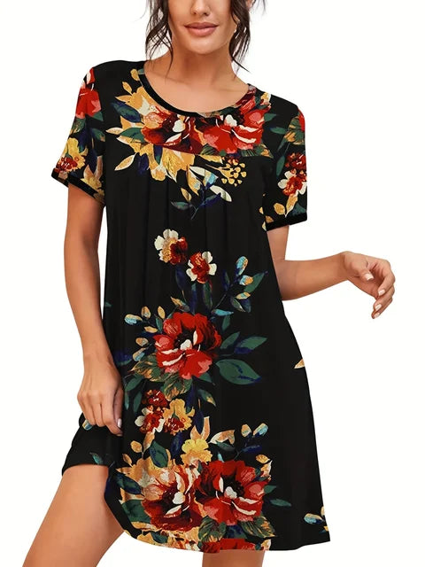 Julia® | Floral tunic dress in black