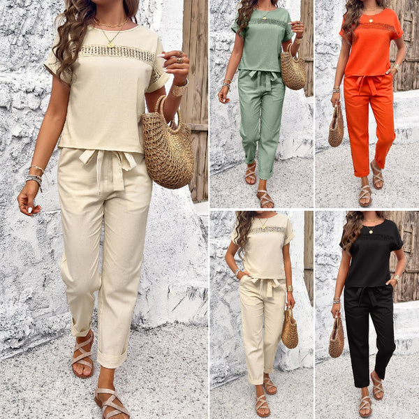 Cindy® | Short Sleeve Top with Matching Pants Set