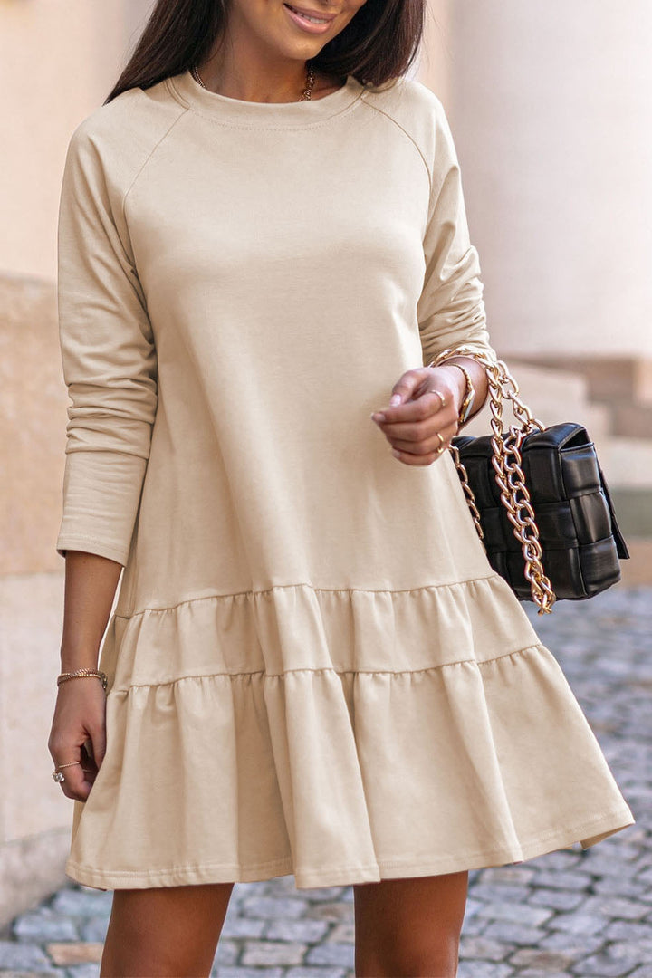 Long Sleeve Scalloped Sweatshirt Dress 