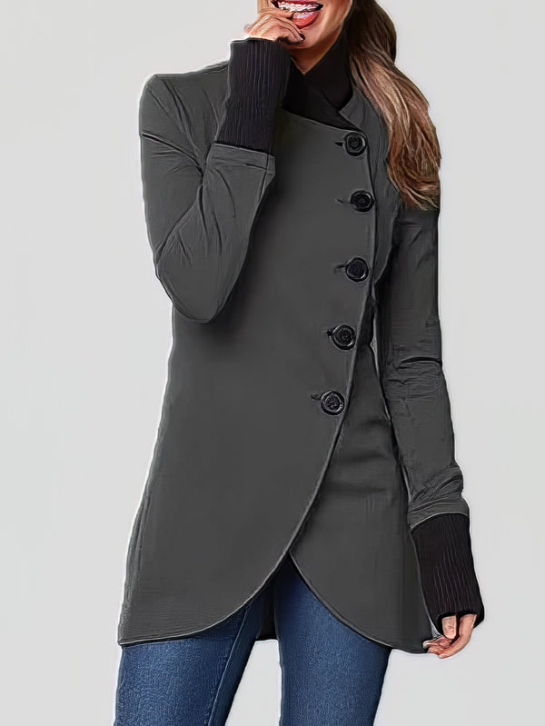 Coats - Single-Breasted Long Sleeve Irregular Coat - MsDressly