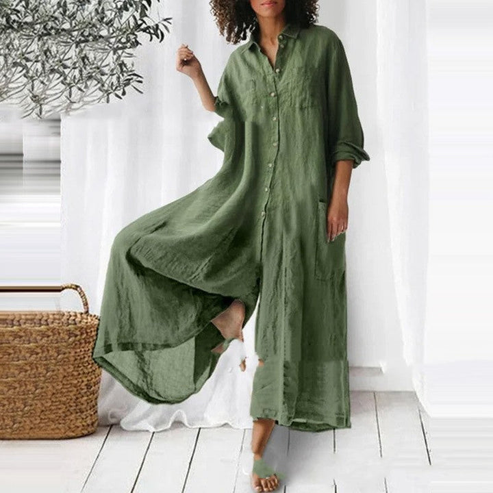 Women's Loose Standing Collar Long Jumpsuit