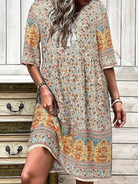 Nina® | Colourful boho chiffon dress