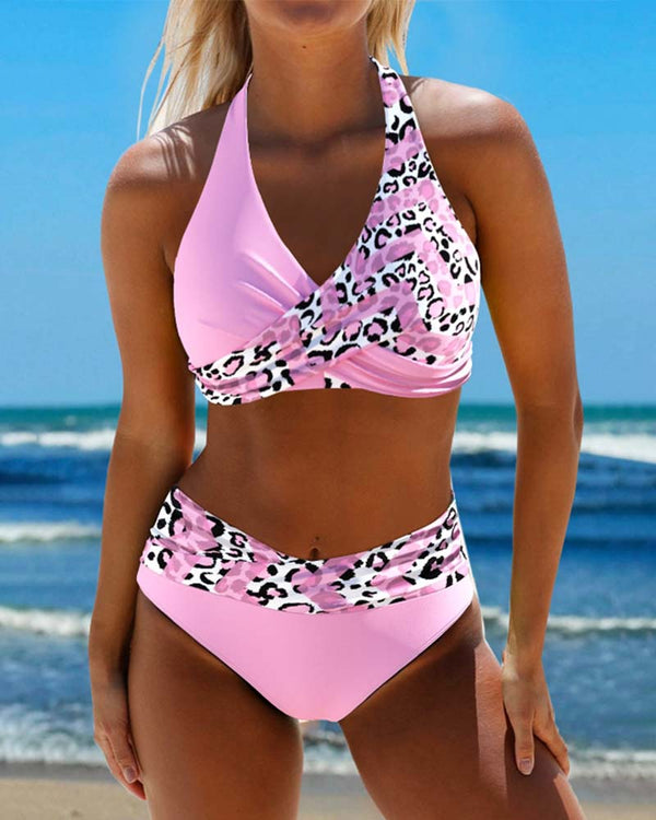 Patricia® |  Leopard patchwork halterneck bikini