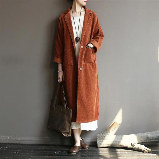 Casual Chic Corduroy Trench Coat dylinoshop