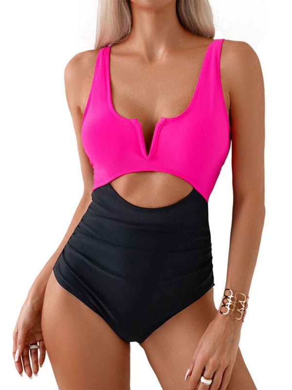 Harper® | Tied Cutout Contrast One-Piece Swimwear