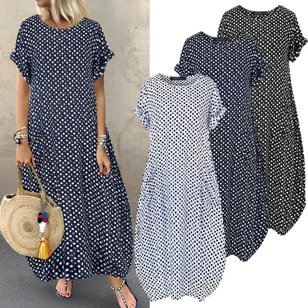 Sam® | PolkaPrint Short sleeve maxi dress