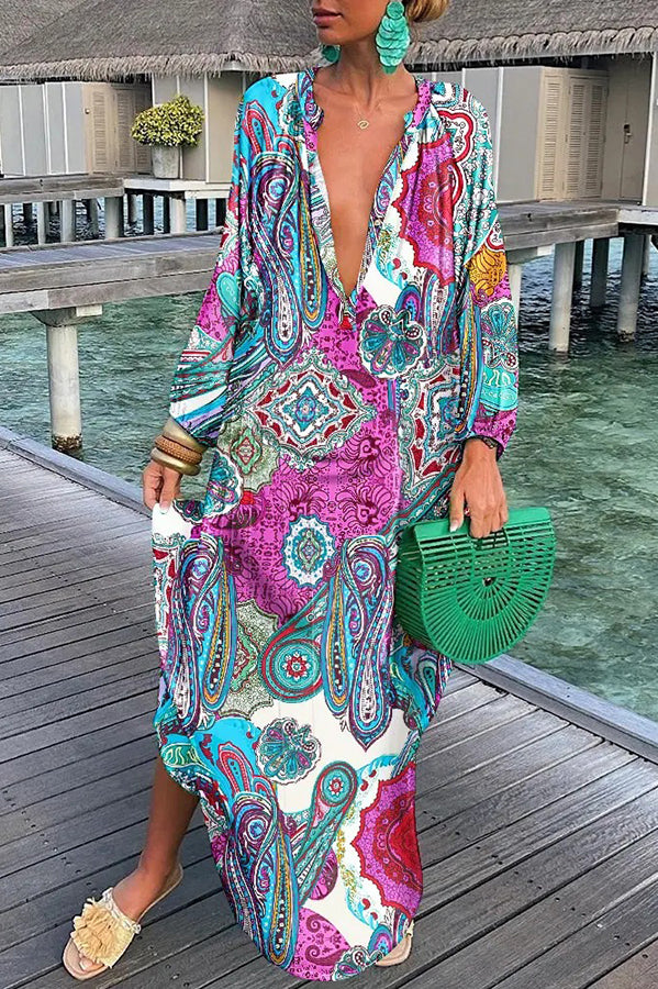 Margaret® | Abstract Print Button Front Shirt Dress