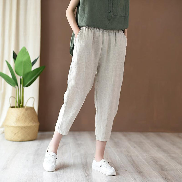 Cotton And Linen Women's Casual Cropped Pants Radish Pants