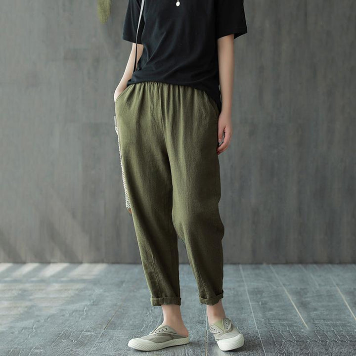 Cotton Llinen Spring Elastic Waist Comfortable Pants