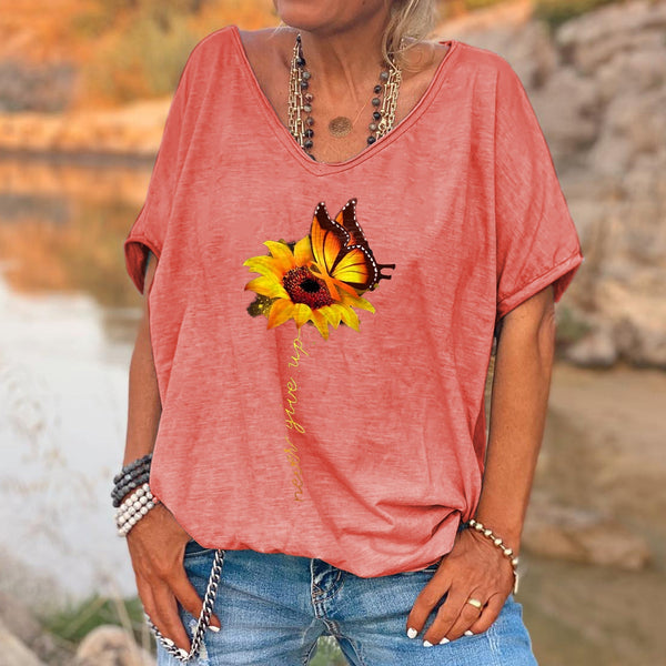 Dahlia® | Never Give Up Printed Sunflower Women's T-shirt