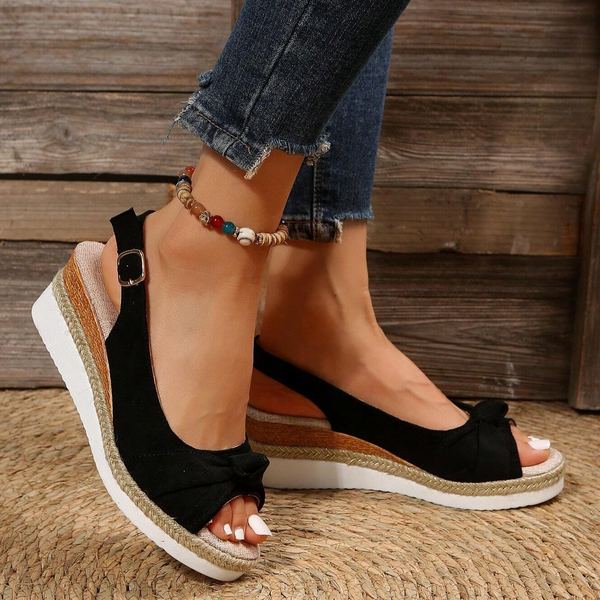 Elizabeth® | Comfort wedge heel sandals adjustable strap & footbed