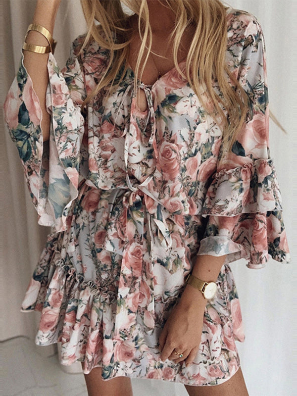 Amber® |  Floral Ruffled Tiered Mini Dress