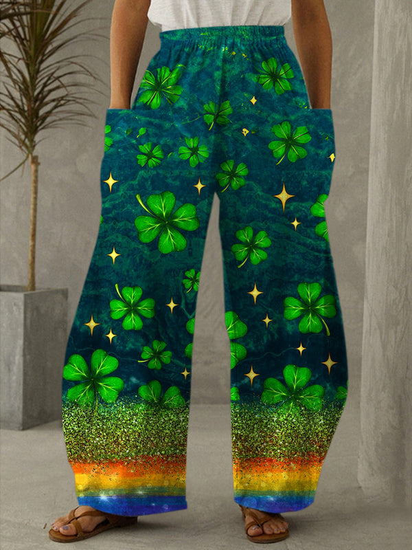 Lilly® | Lucky Clover Rainbow Print Casual Pants