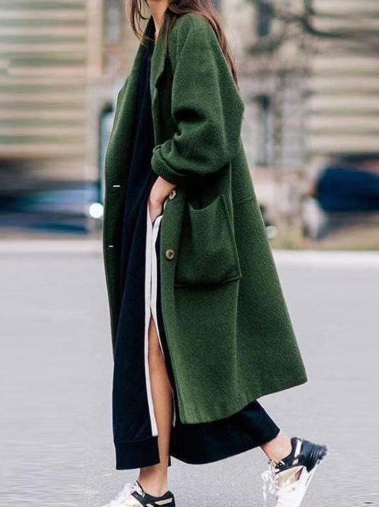 Women's Coats Fashion Lapel Button Long Sleeve Long Coat - Coats & Jackets - Instastyled | Online Fashion Free Shipping Clothing, Dresses, Tops, Shoes - 06/12/2021 - COA2112061343 - Coats & Jackets