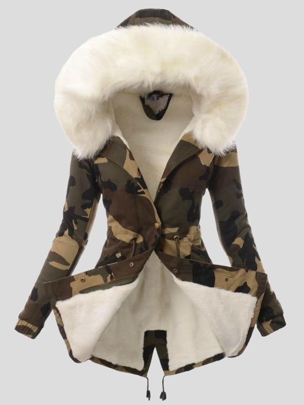 Women's Coats Warm And Fleece Collar Camouflage Hooded Cotton-Padded Coat - Coats & Jackets - Instastyled | Online Fashion Free Shipping Clothing, Dresses, Tops, Shoes - 14/12/2021 - COA2112141365 - Coats & Jackets