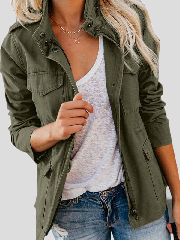 Women's Jackets Solid Zip Pocket Casual Jacket - Jackets - Instastyled | Online Fashion Free Shipping Clothing, Dresses, Tops, Shoes - 21/09/2022 - Color_Black - Color_Blue